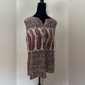 Croft & Barrow Women's Paisley Top - Red and White